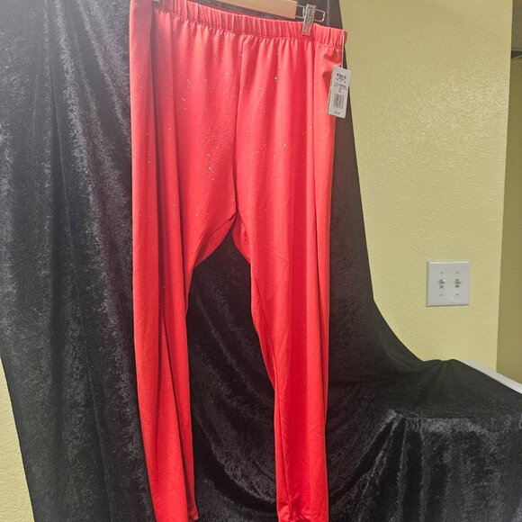 Jollidays XXL Glitter Red Leggings, 90% Polyester, 10% Spandex, Red with Glitter - Picture 3 of 5